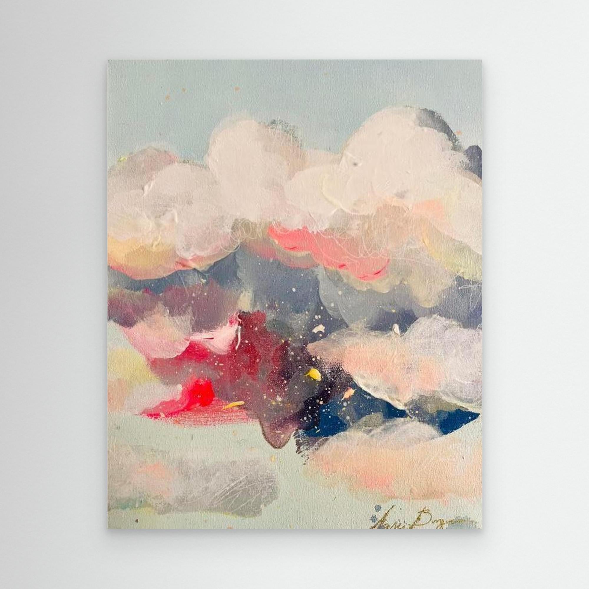 Clouds Abstract Canvas Art - Customizable Framed Wall Art Print, Contemporary Cloud Painting for Calm Home Decor