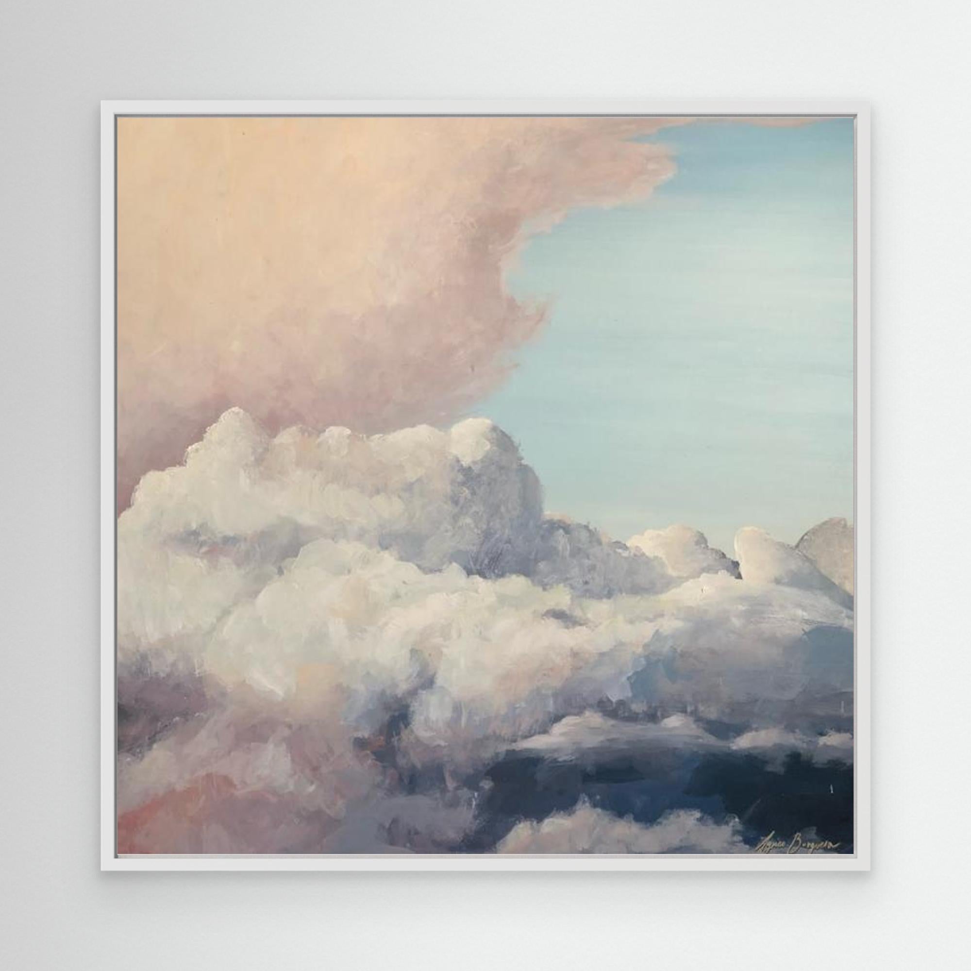 Pastel Clouds Canvas Art — Framed or Unframed Wall Art Print, Soft Abstract Cloud Decor for Calm Interiors