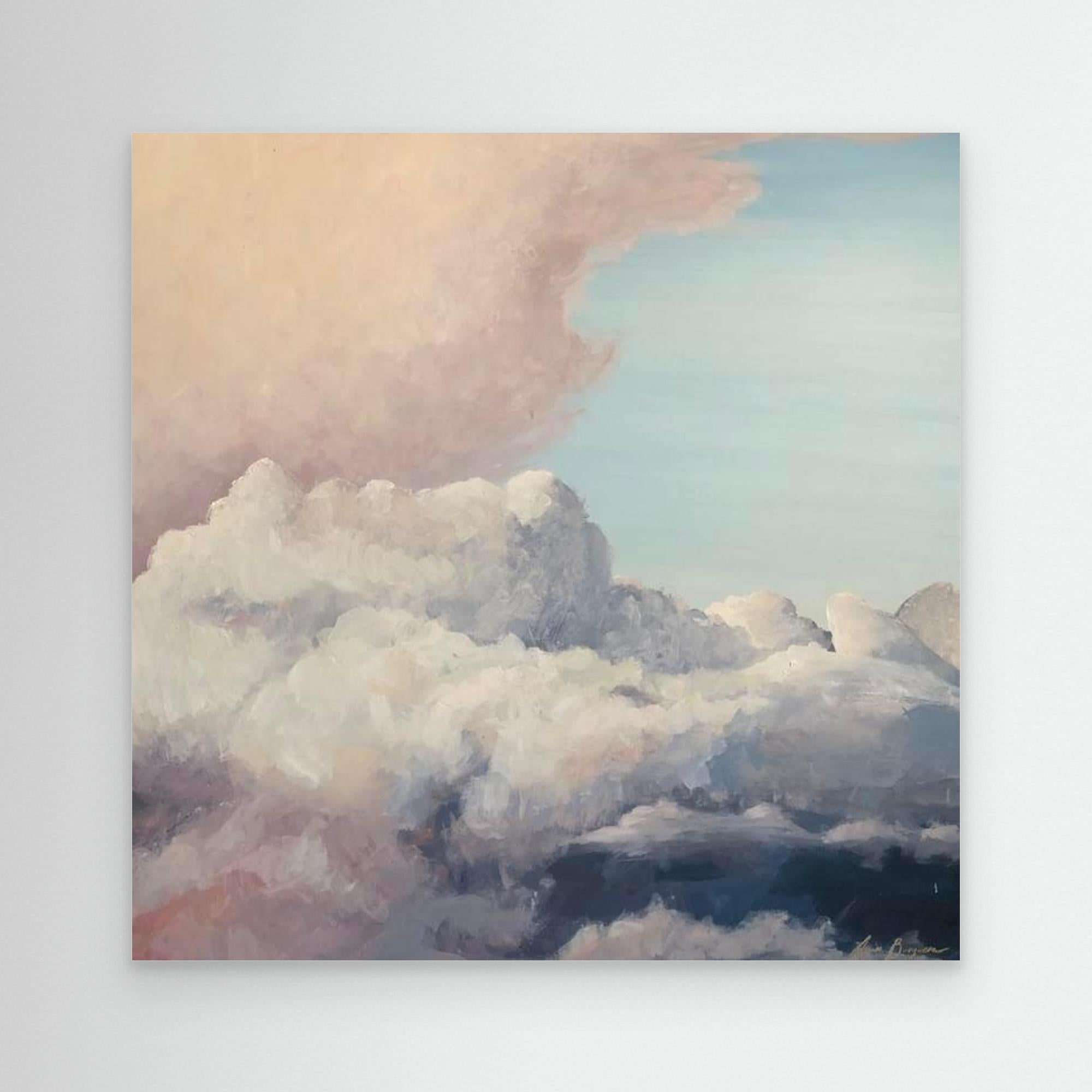Pastel Clouds Canvas Art — Framed or Unframed Wall Art Print, Soft Abstract Cloud Decor for Calm Interiors